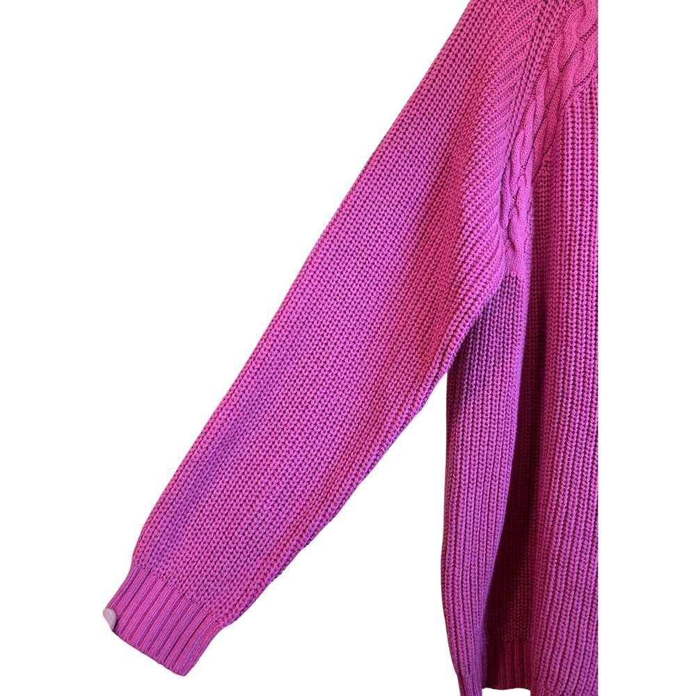 St Johns Bay NWT Fishermans Womens XXL Party Pink Cable Knit Button Side Sweater - Picture 4 of 11
